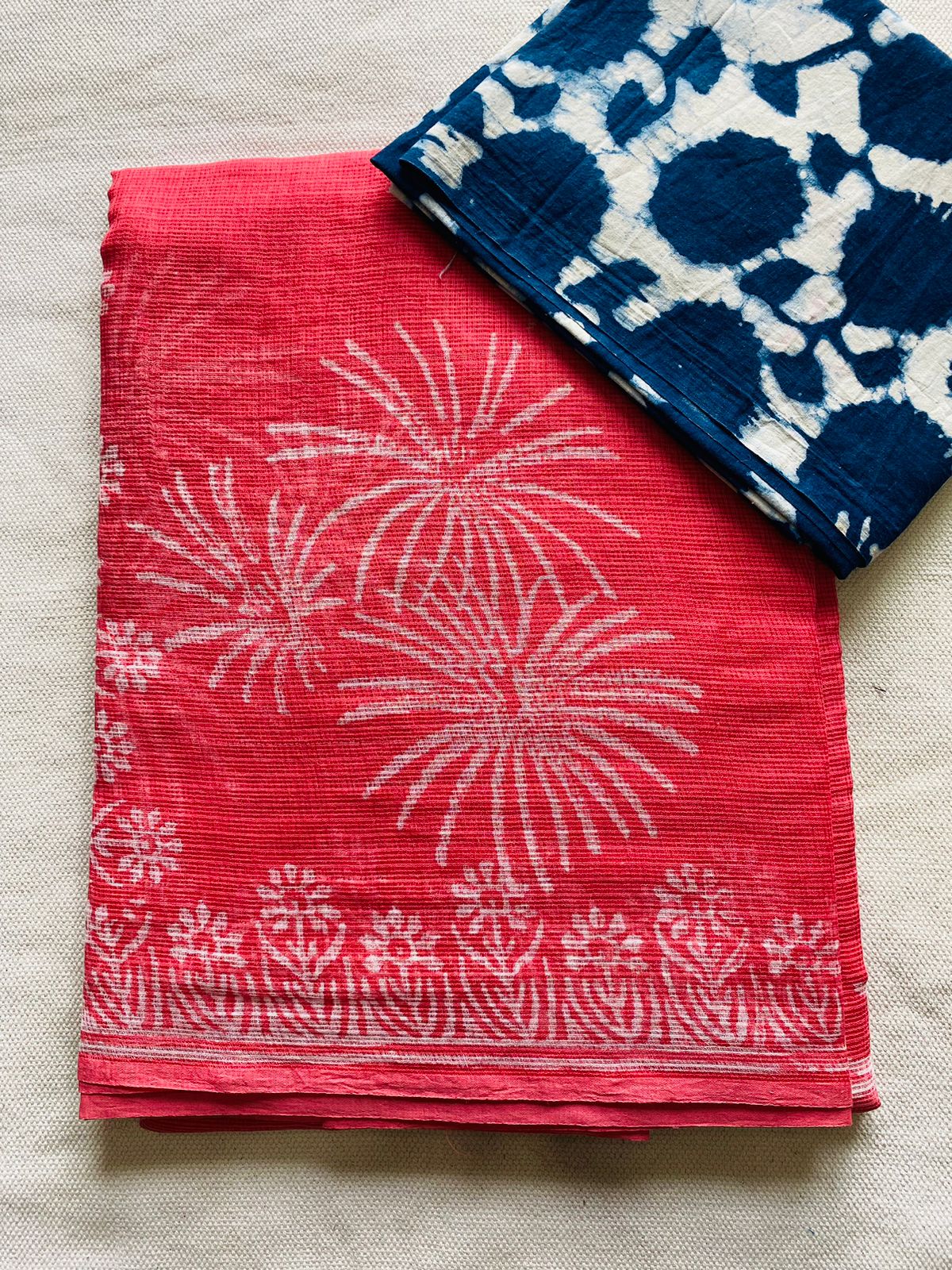 Gulabi Firework Kota Doria Mul Saree
