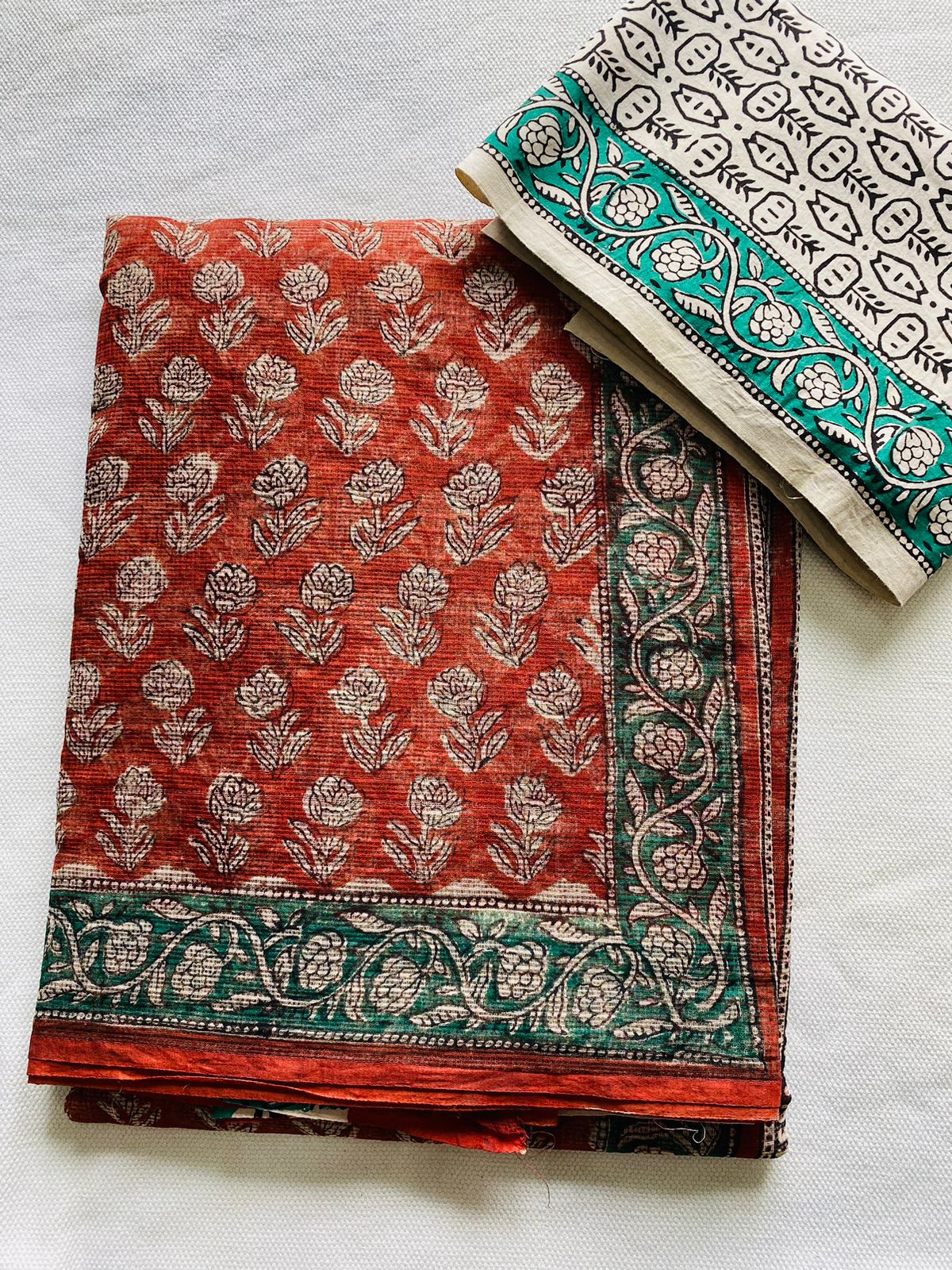 Rust Blossom Kota Doria Saree