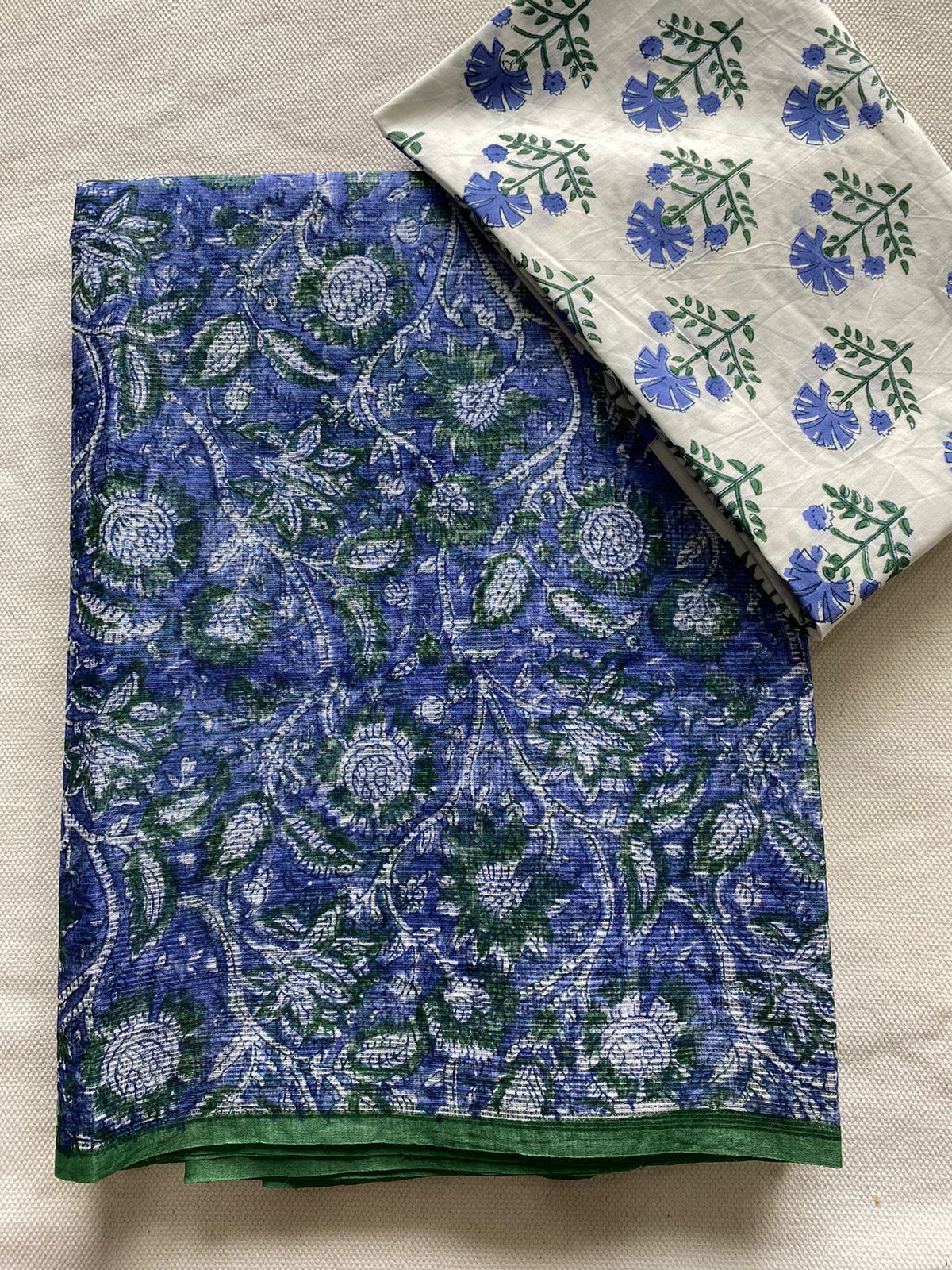 Midnight Flora Kota Doria Saree