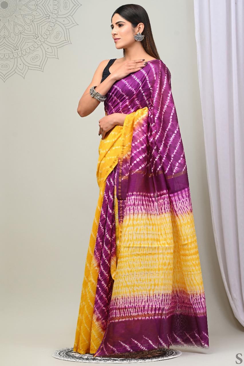 Exclusive Pure Hand Block Printed Chanderi Silk Saree