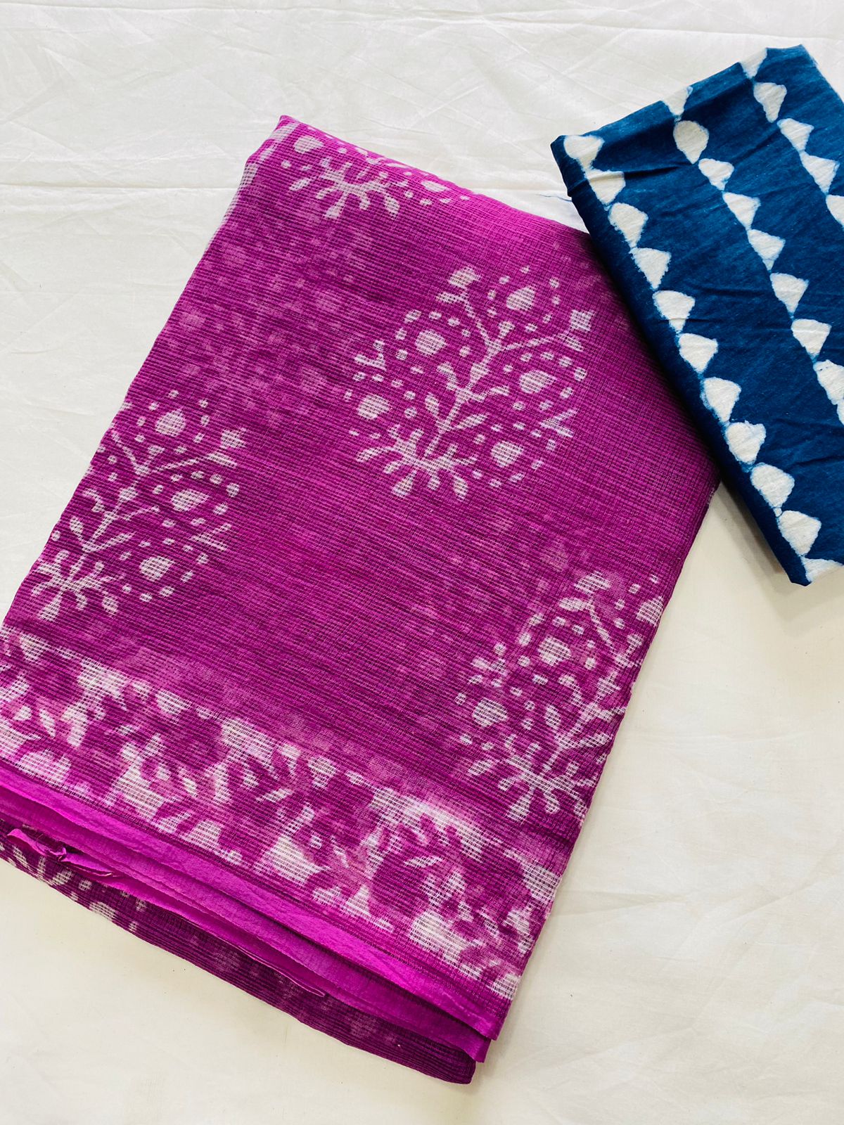 Fuchsia Garden Kota Doria Saree