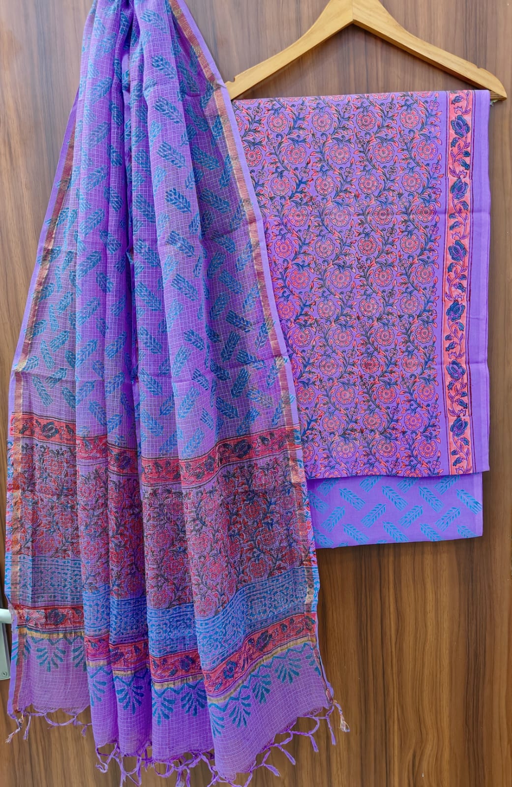 Exclusive new traditional hand block printed pure cotton suits with pure kota cotton duatta